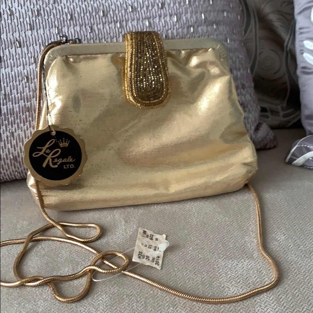 La Regale Gold Evening Bag NWT - Picture 1 of 3